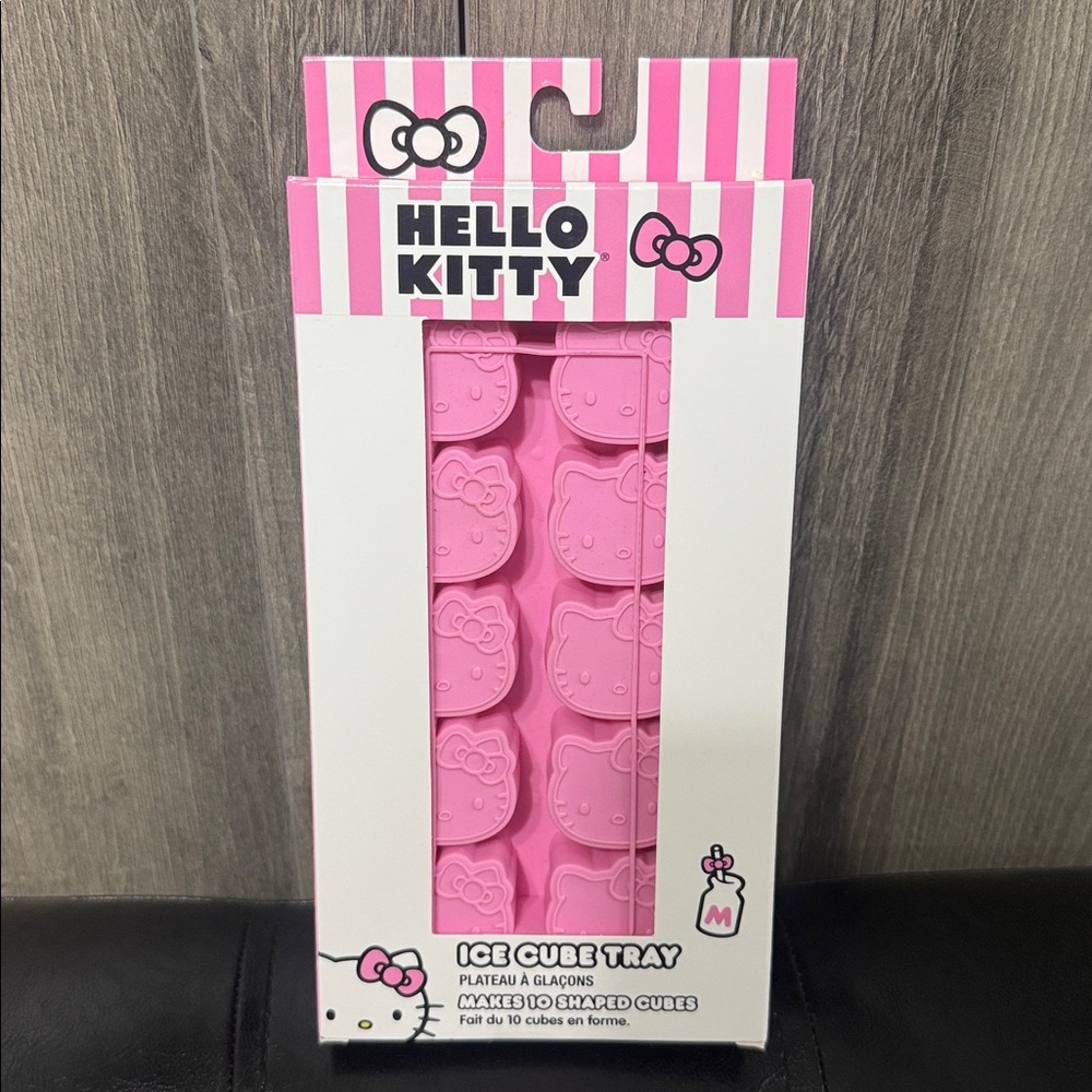 New Hello Kitty Face Pink Silicone 10 Cube Ice Cube Tray 3D Shaped Cubes